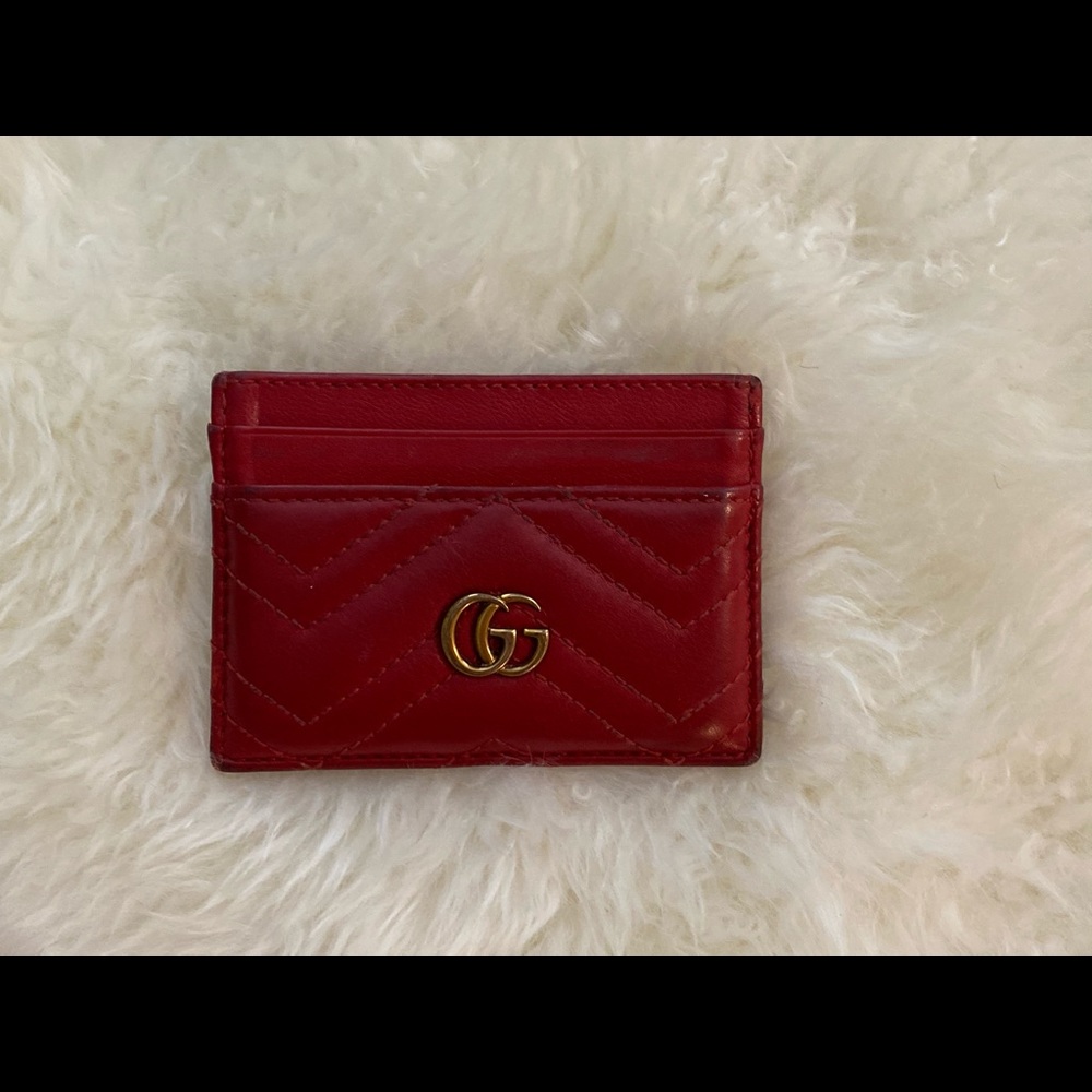 Gucci Red GG Marmont Card Holder